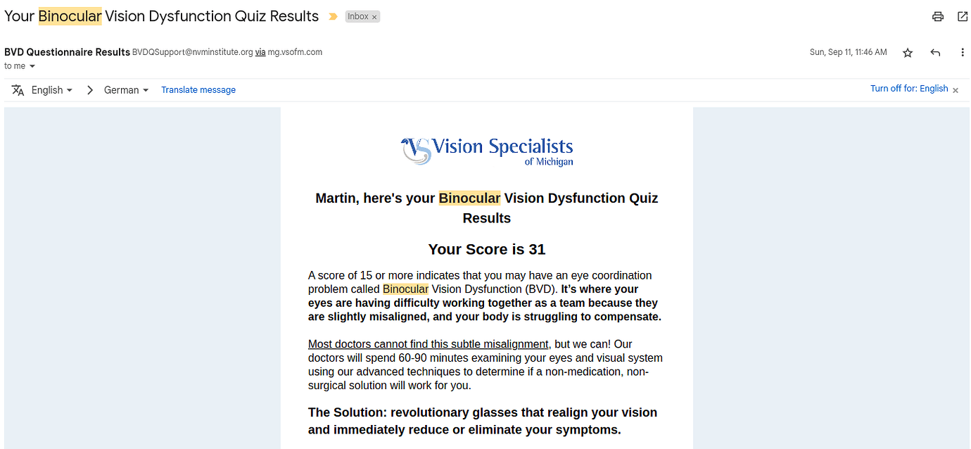 Vestibular Migraine > Binocular Vision Dysfunction? Specific